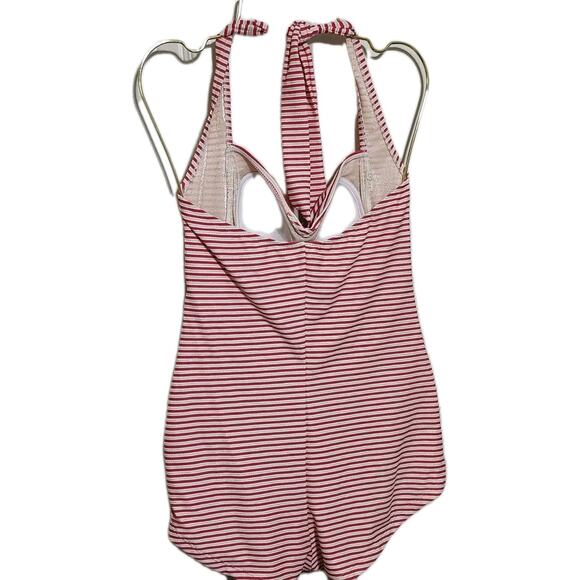 Betsey Johnson Red White & Gold Dot Striped Vintage Style Swimsuit Medium - Picture 5 of 8